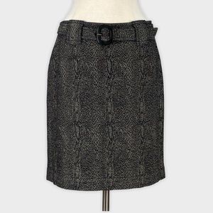 Worth Womens Pencil Skirt Taupe Brown Python Snake Print Belted size 8